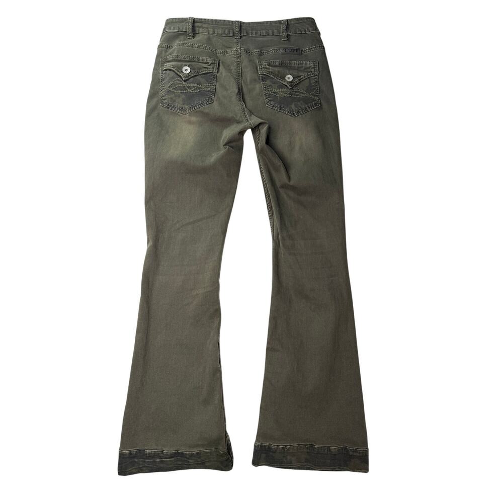 Cowgirl Tuff Tuff Flex Olive Green Trouser Flare Jeans 32x33 Western Coastal